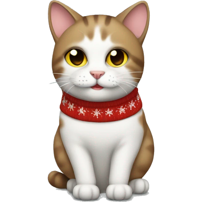 A cat wearing a Christmas sweater emoji