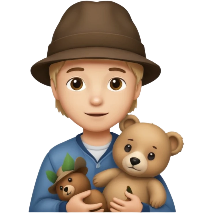 hat boy with bear  emoji