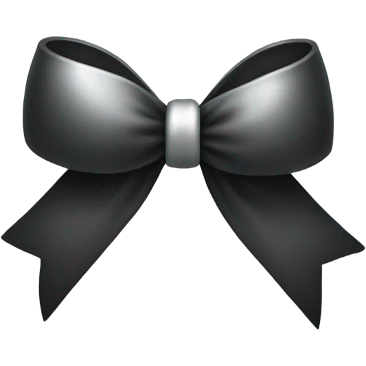 black bow with a silver heart bow in the center emoji