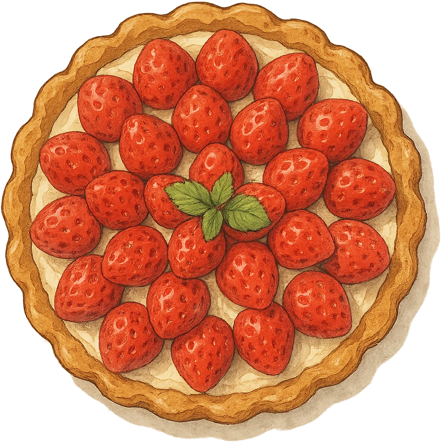 strawberry tart seen from above, realistic ghibli style emoji