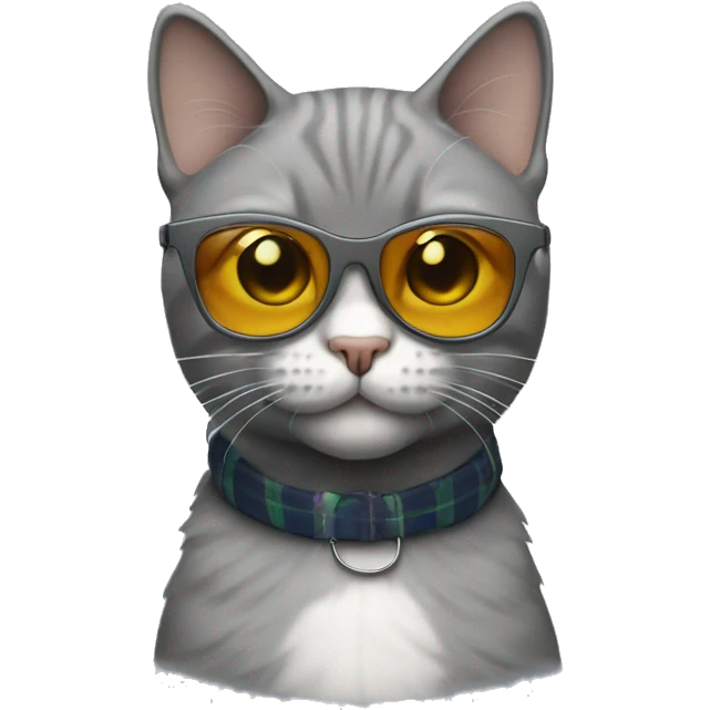 scottish cat colour grey straight ears with sunglasses  emoji