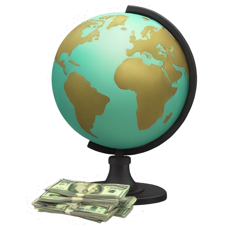 Globe with money and digital screen emoji