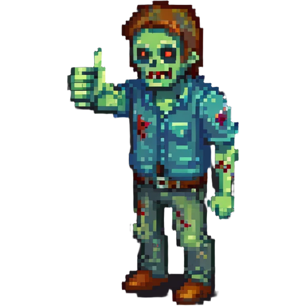 isometric zombie giving thumbs up in Project Zomboid style emoji