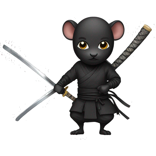 ninja black skin adult single rat with katana emoji