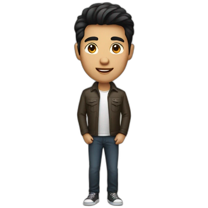 developer with mac laptop in front light skin tone and black hair emoji