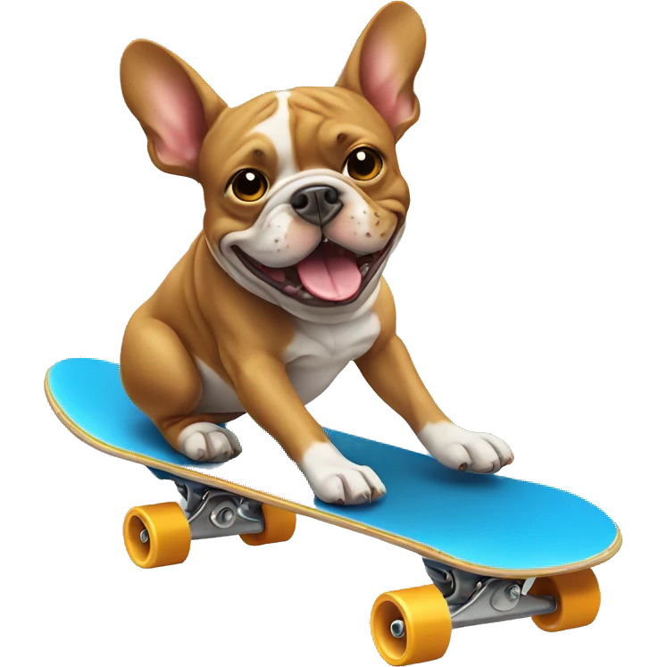 French bull dog riding a skateboard  emoji