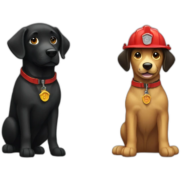 Fireman and a black retriever emoji