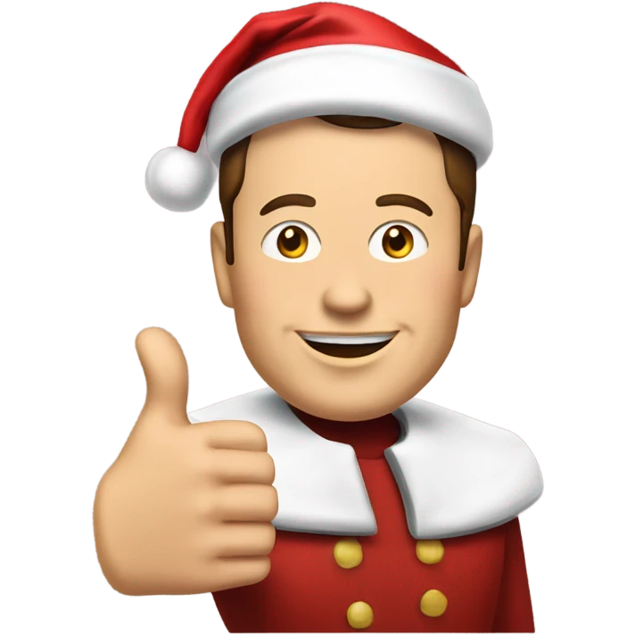 elon musk wearing a santa hat giving a thumbs up emoji