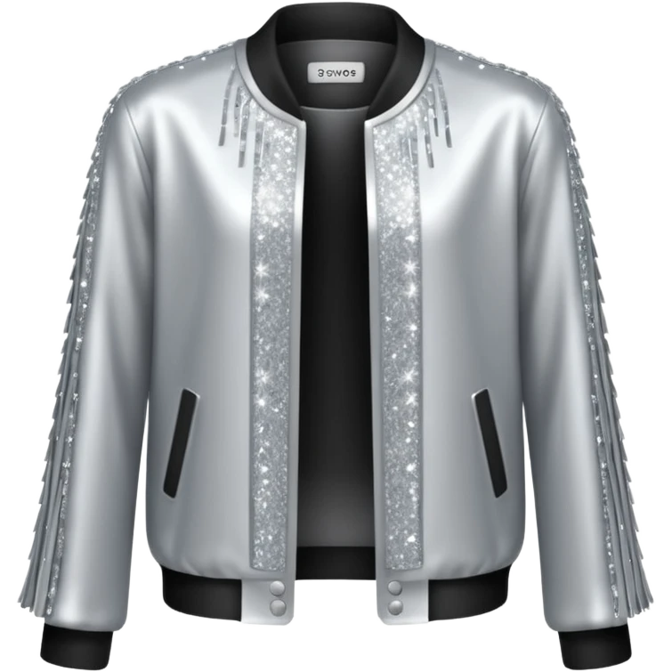 Glittery silver fringe jacket emoji