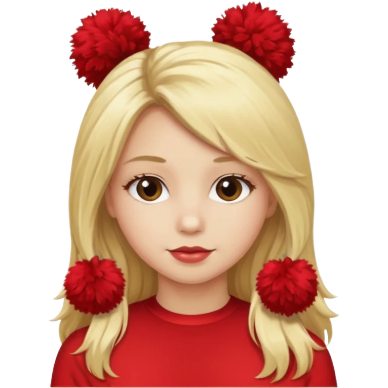 Blonde girl long hair pom pom cheerleader red emoji