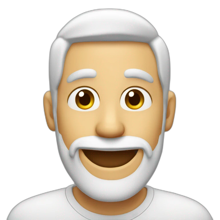 Hombre sin pelo con barba blanca sonriendo emoji