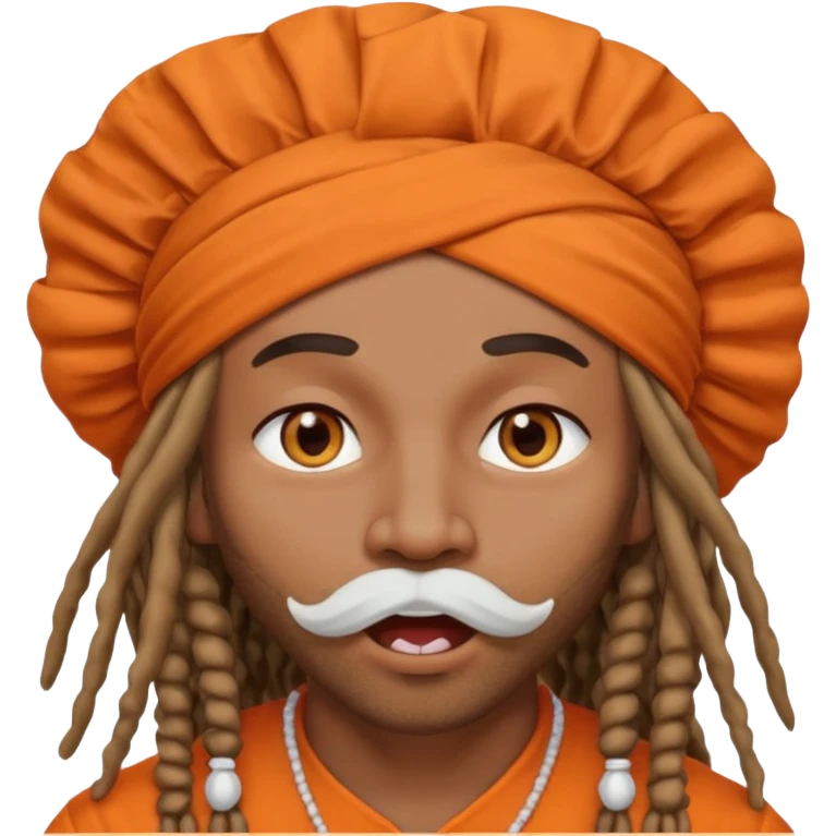 Brownskin man with long dreadlocks orange shirt add white ruffled turban with hearts in both eyes mouth open  emoji