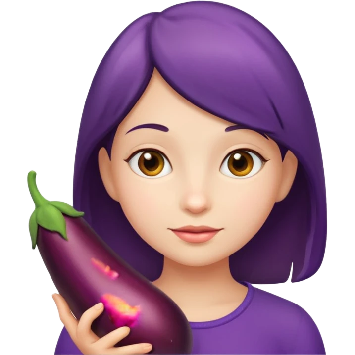 Girl with egg plant emoji