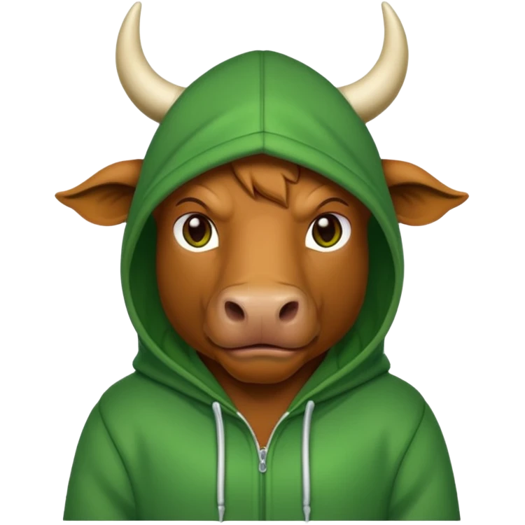 Green bull with hoodie emoji