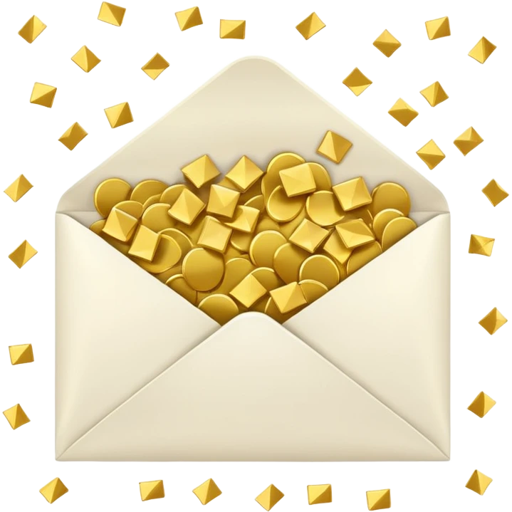 white closed envelope surrounded gold confetti emoji