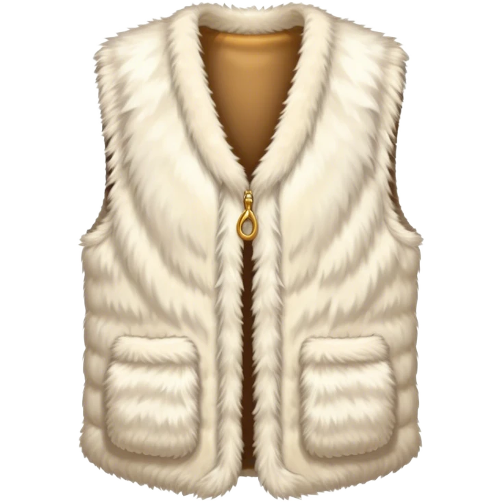 A plain, fluffy fur vest in near-white cream color without pockets emoji