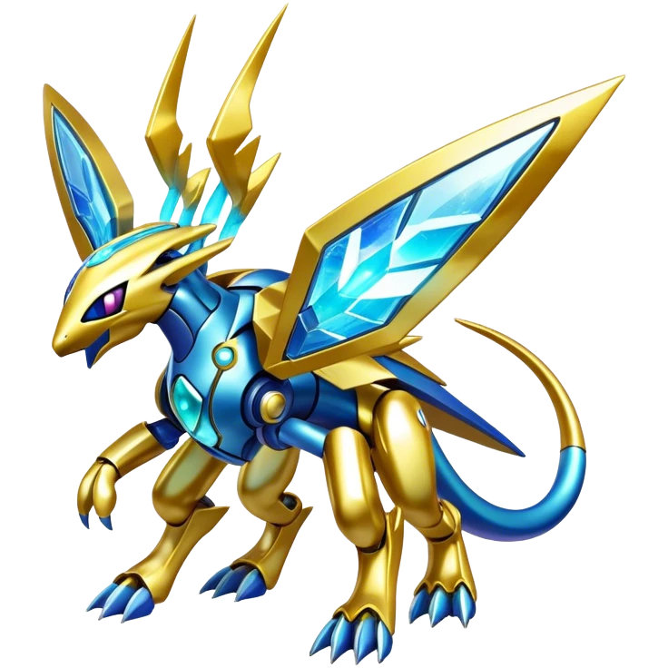 Shiny Futuristic Celestial Fakemon-Pokemon-Digimon-Spectrobes-fusion, full body emoji