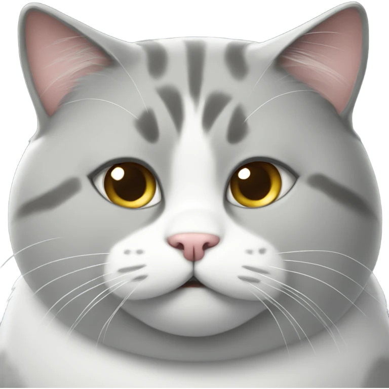 grey and white fat cat emoji