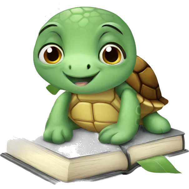 cute turtle with a grey book emoji