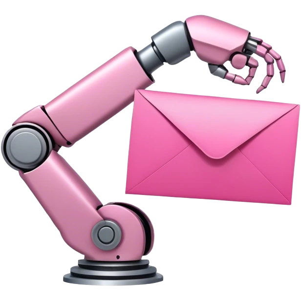 intense pink robotic arm holding email envelope emoji
