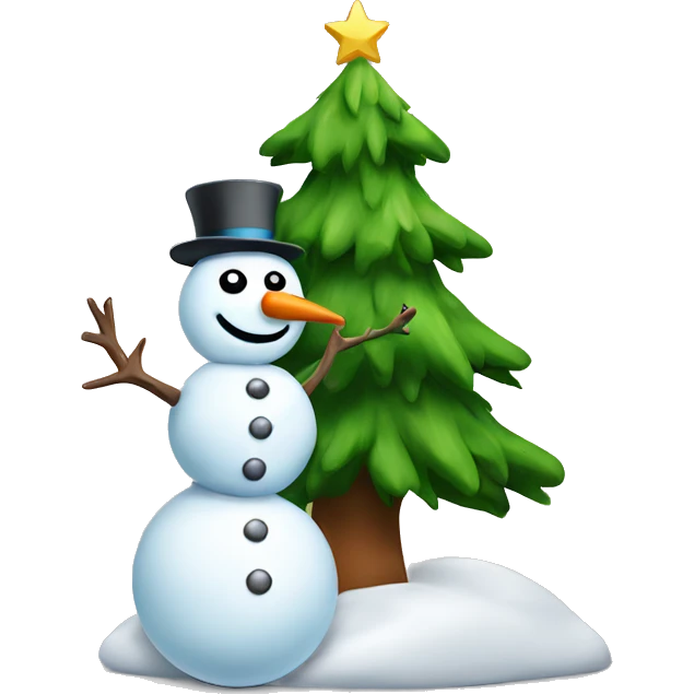 christmas tree with a snowman  emoji