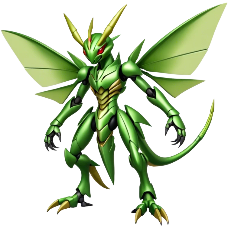  Cool Edgy Shiny Futuristic Ethereal Legendary Scizor-Scyther-Digimon-hybrid full body emoji