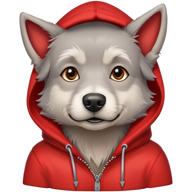 Gray dog scruffy red hood sweatshirt  emoji