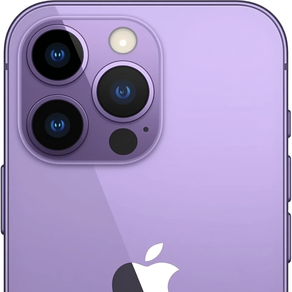 pastel purple iPhone back view with camera details emoji