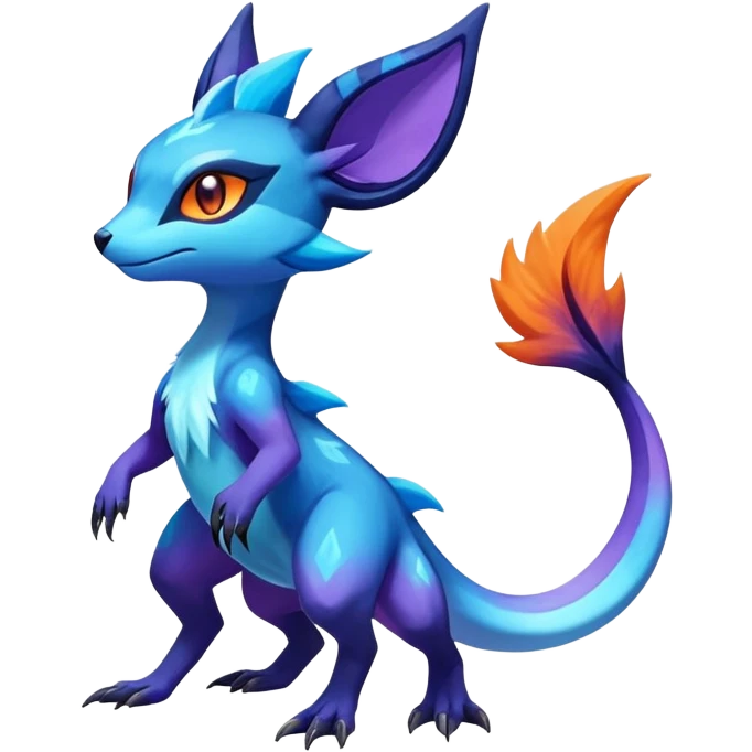 Colorful Dark Shiny Exotic Salandit-Aurorus-Glaceon-Fakémon-hybrid-creature (full body)  emoji