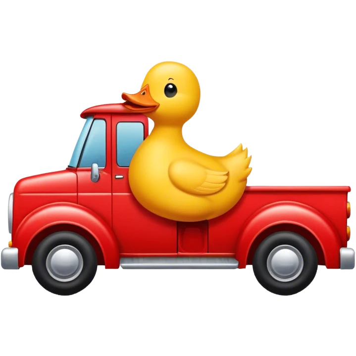 yellow duck driving a red truck emoji