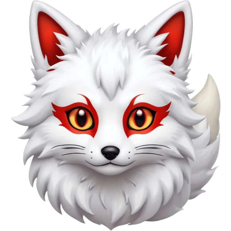white kitsune with red eye emoji