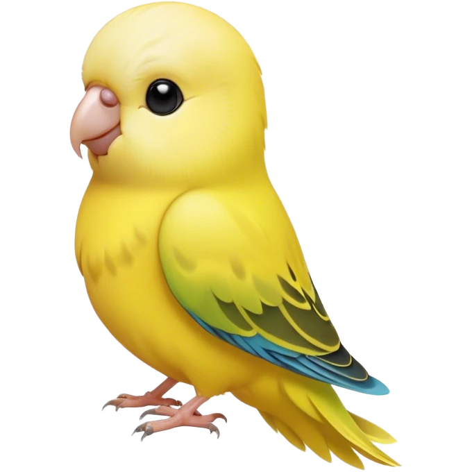Cinematic Noble Yellow Budgie Portrait Emoji, Poised and regal, with a petite, delicate build and a smooth, well-groomed fur of brilliant yellow feathers, deep-set soulful dark eyes, Simplified yet sharp and sophisticated features, highly detailed, glowing with a soft, dignified glow, high shine, intelligent and charming, stylized with an air of elegance, focused and attentive, soft glowing outline, capturing the essence of a watchful and confident avian companion, so majestic it feels as though it could flutter out of the screen with effortless authority! emoji