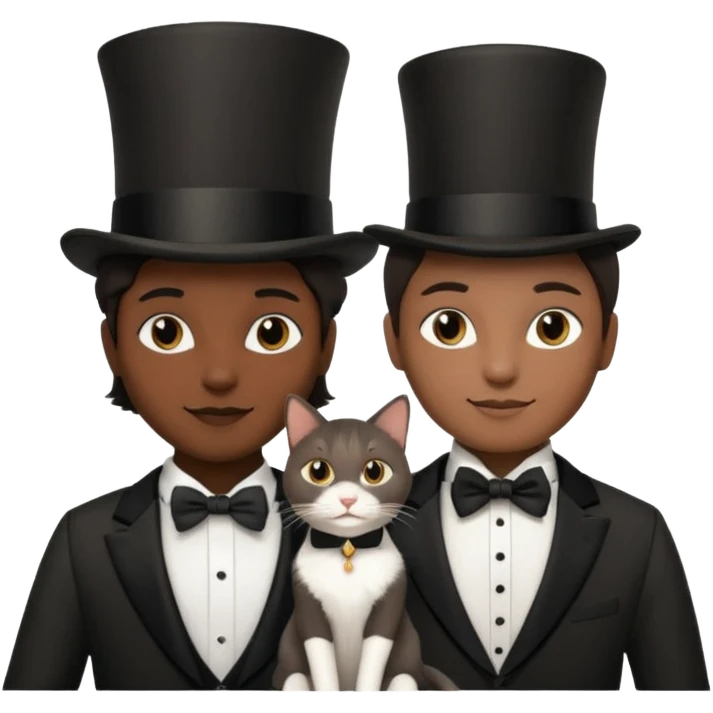 magician couple and their pet cat emoji