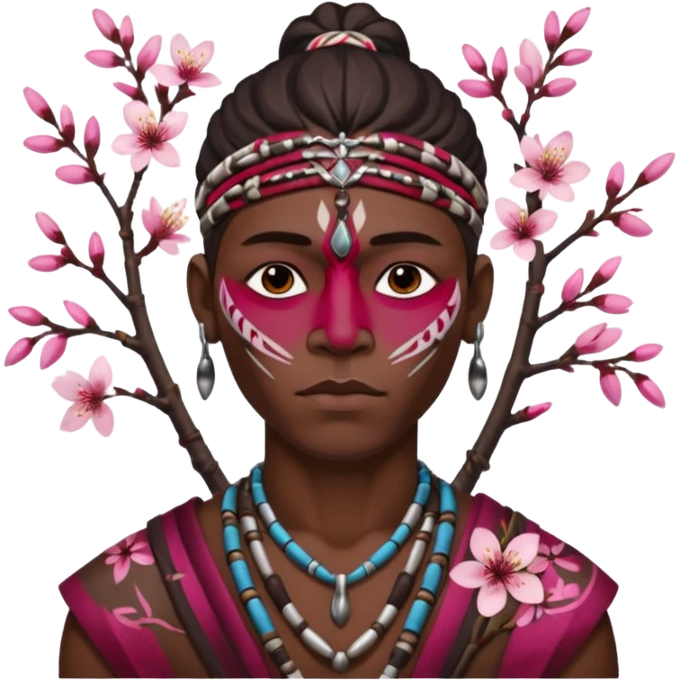 tribal man with cherry blossom emoji