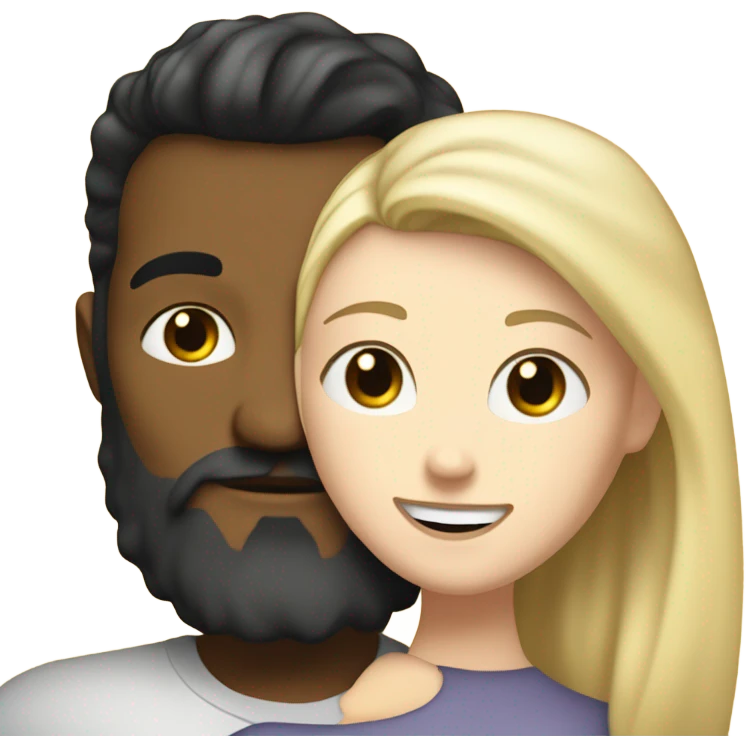 White Man, white skin, short black hair, long beard, hugging a white woman, blonde hair  emoji