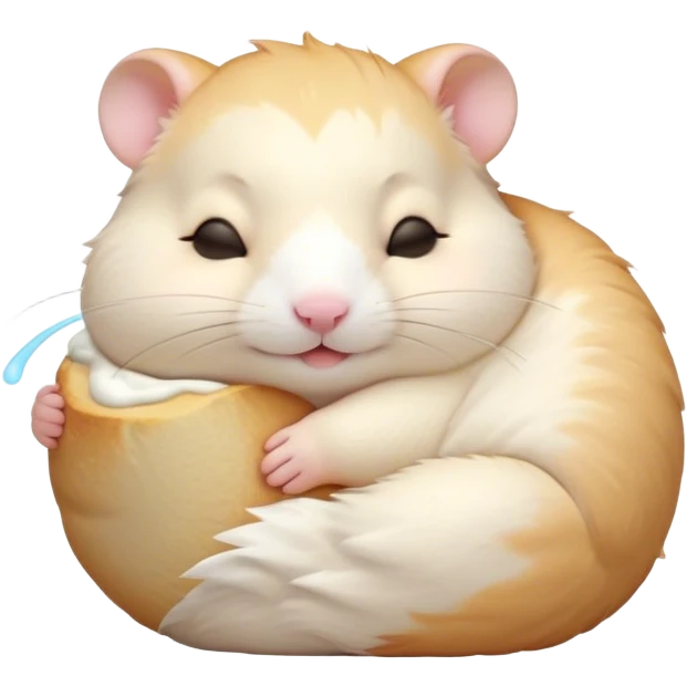 Meme-Worthy Cute Sleeping Cream Hamster Portrait Emoji, Head resting peacefully with a contented smile, showcasing a delightfully compact build and a luxuriously soft cream fur, eyes shut in a serene nap, Simplified yet hilariously adorable features, highly detailed, glowing with a soft, drowsy light, high shine, relaxed and utterly lovable, stylized with an air of playful laziness, bright and heartwarming, soft glowing outline, capturing the essence of a comically sleepy hamster, so meme-worthy it feels like it could instantly become the next viral sensation of adorable slumber! emoji