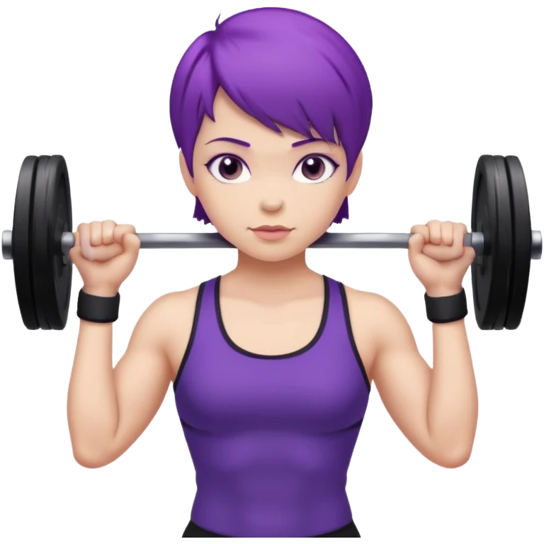 weight lifting female short purple hair emoji