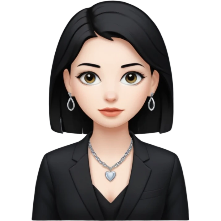 👩🏻‍⚖️ i need an image like this for a political analays with black hair and blck open necked suit emoji