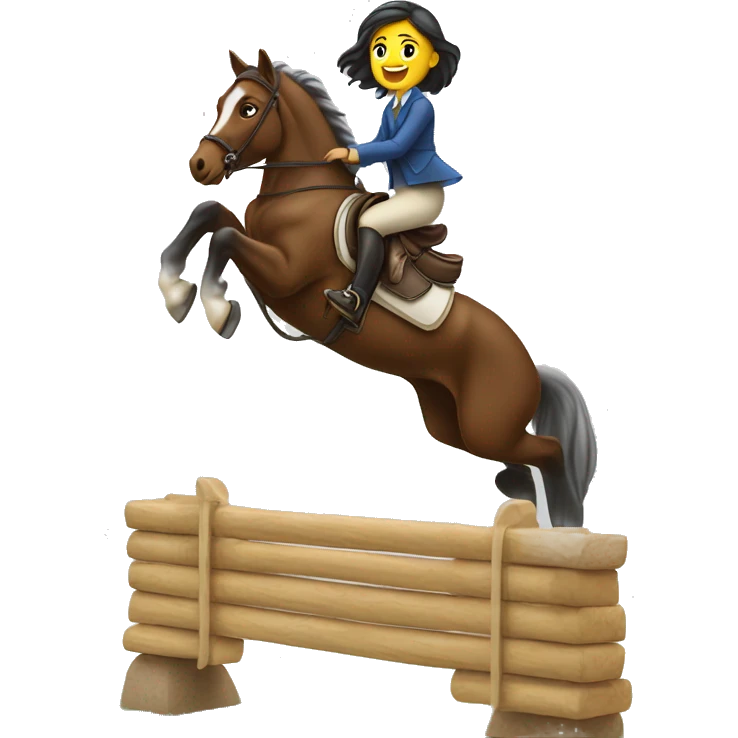 Fille sur un cheval en saut d’obstacle emoji
