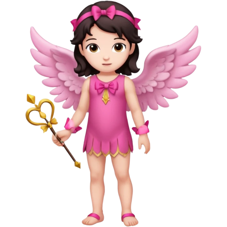 Full body Cupid in pink with a bow and dark hair emoji