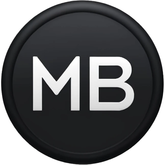 Black circle with “MB” written on in the middle of it. Nothing else emoji