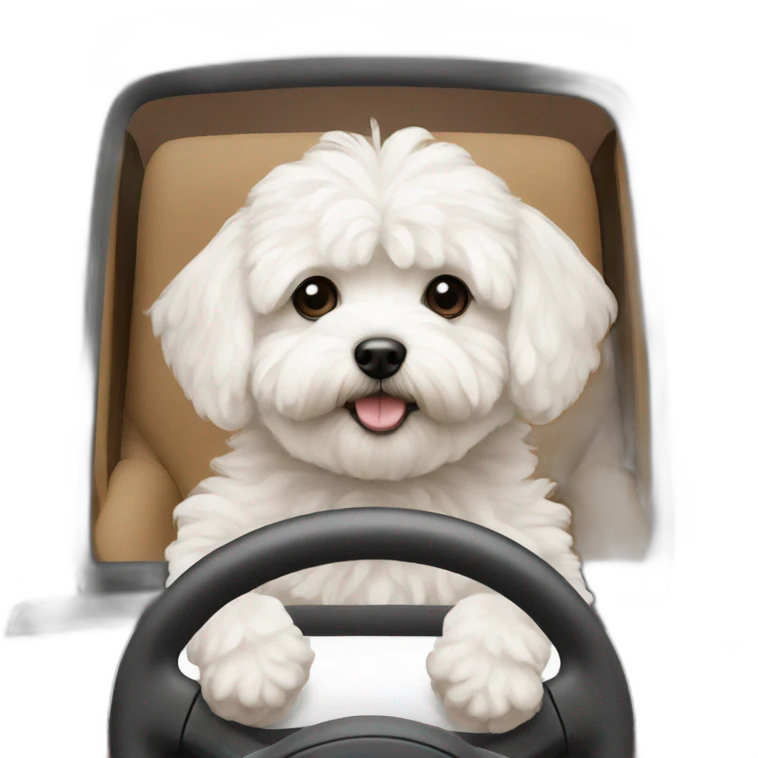 Maltipoo driving car emoji