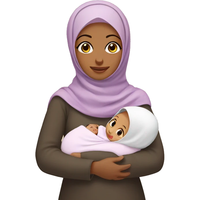 hijab mother with 2 female newborns emoji