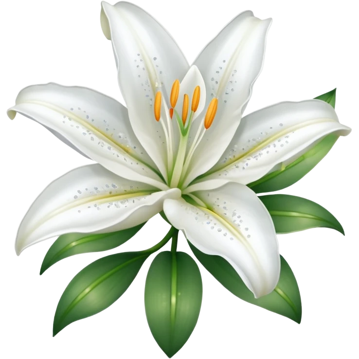 A cute gorgeous beautiful shiny glittery shimmering soft smooth hyperrealistic white Lily flower emoji