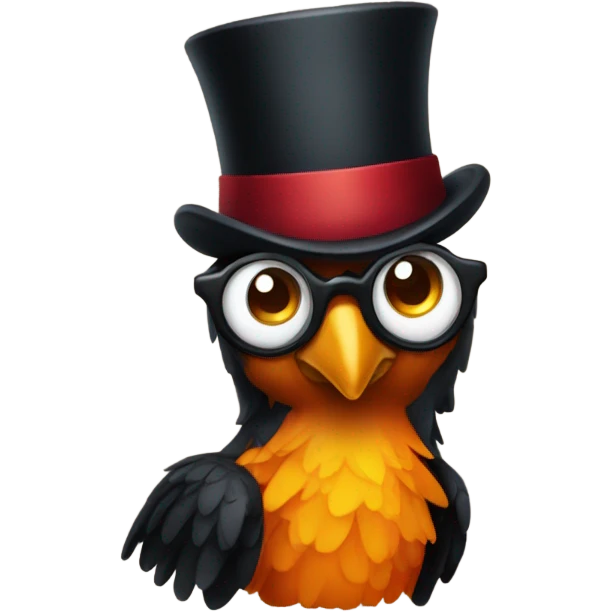 a phoenix with a mondale and top hat emoji