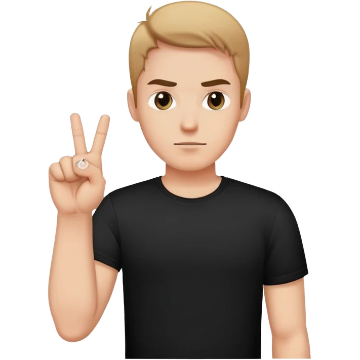 A man in a black t-shirt showing the middle finger emoji