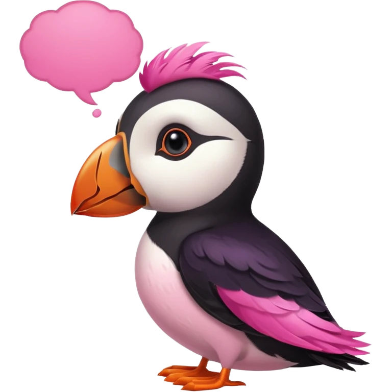 pink puffin pink feathers thought bubble emoji