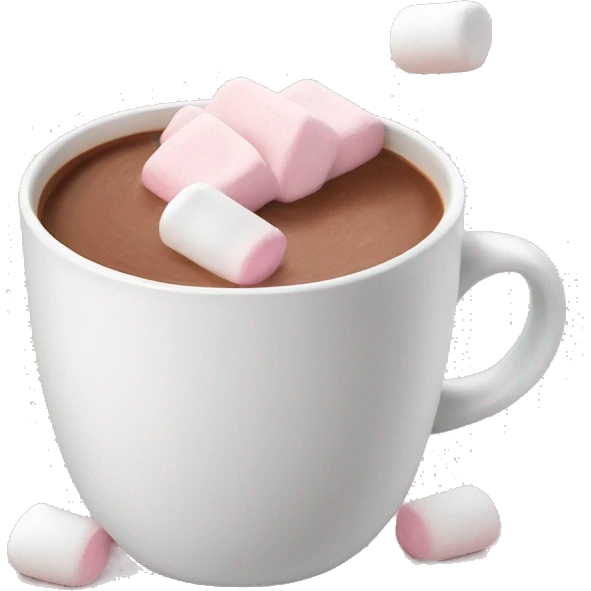 Light Pink mug of hot chocolate with marshmallows  emoji