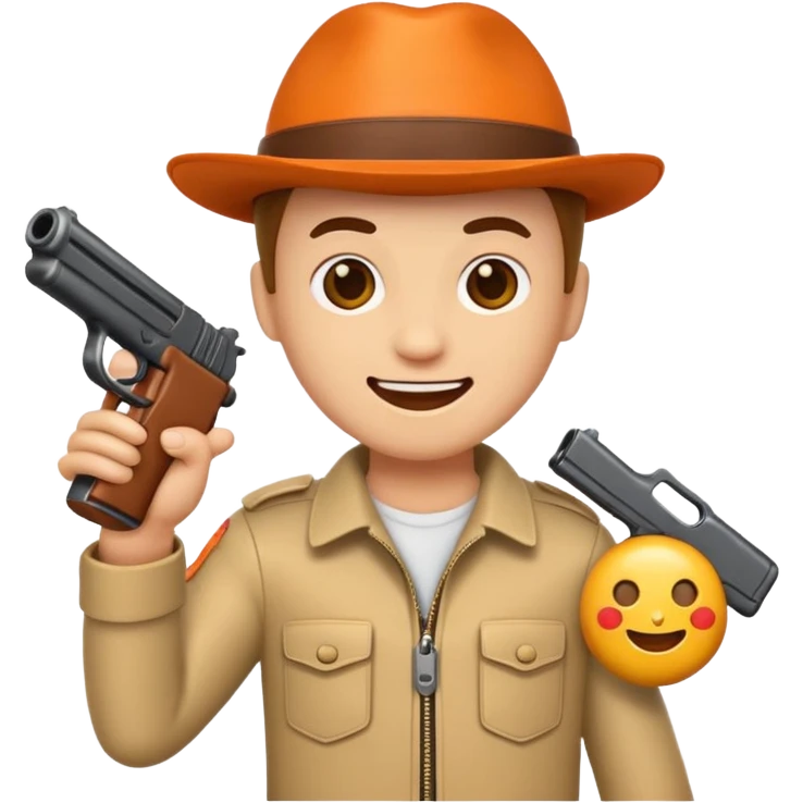 emoji character holding a toy gun, cheerful expression emoji