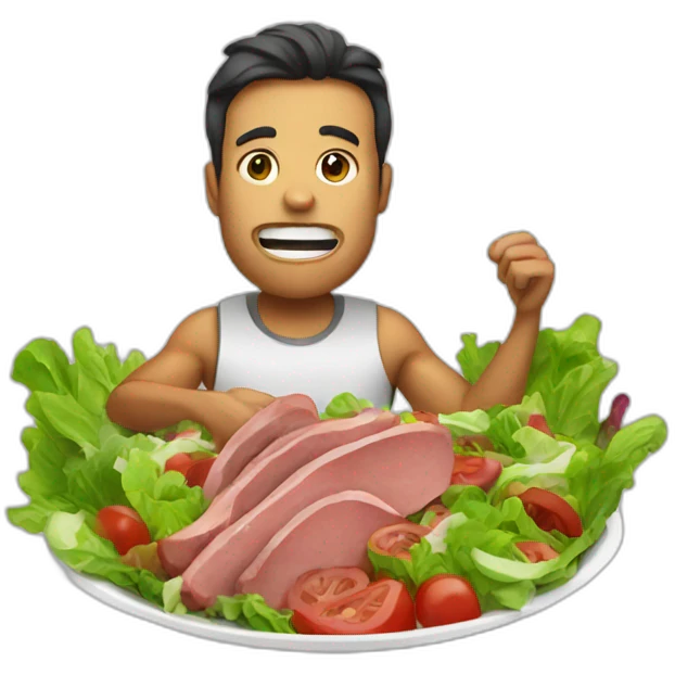 Salad eating meat emoji